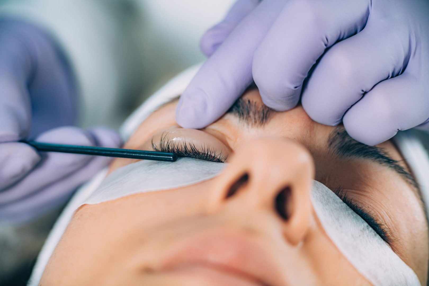Cosmetologist Doing Lash Lifting Eyelash & Eyebrow Artist Suites For Rent